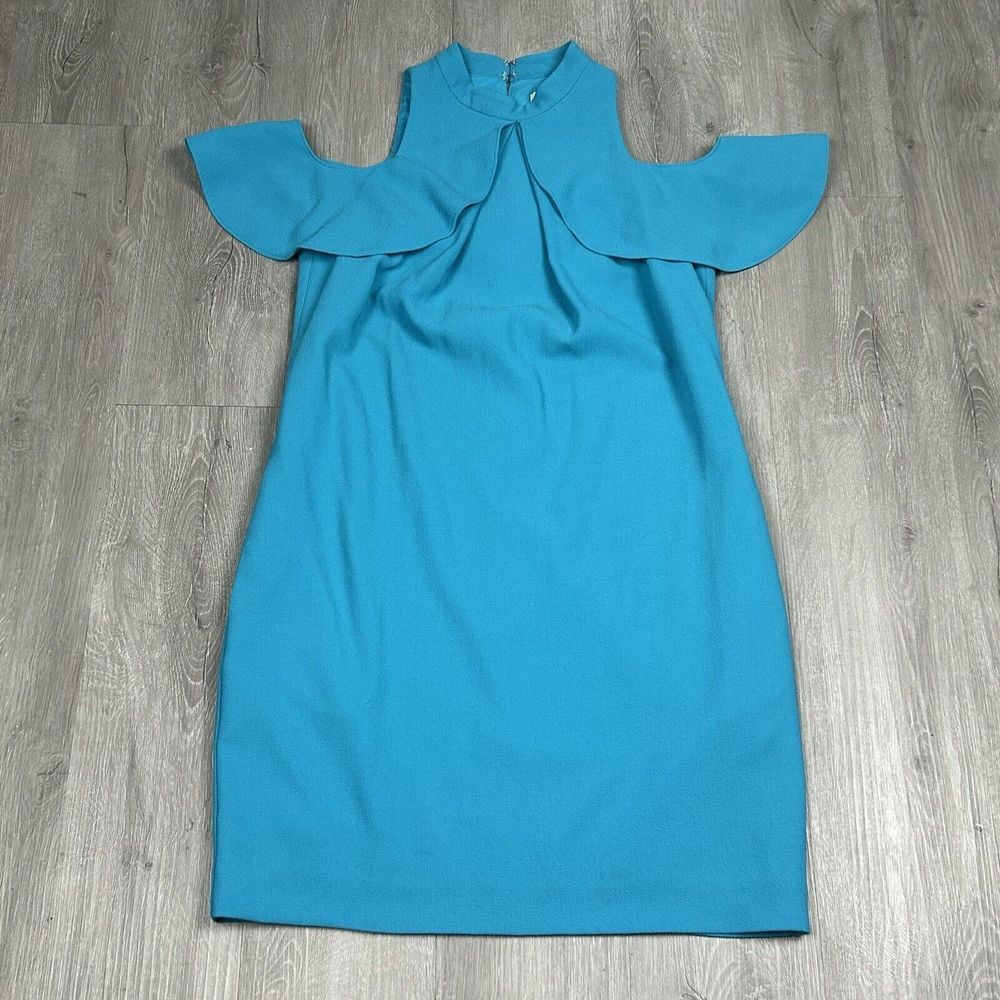 Trina Turk Dress 8 Halter Cold-Shoulder‎ Dress Turquoise TD173002